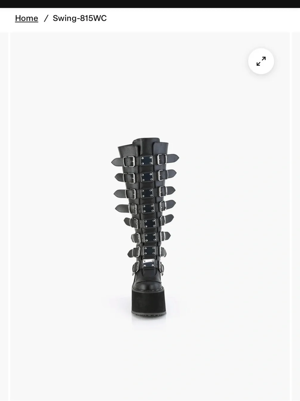 Black Demonia Swing815WC Wide Calf Platform Knee-High Boot